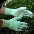 SRSAFETY 13G green nylon coated white PU palm working glove/safety gloves